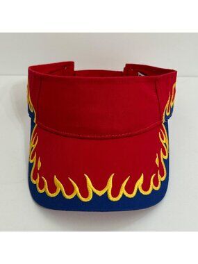 Otto Red Blue Yellow Flame Embroidered Cotton Sun Visor Cap Adjustable Outdoors